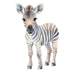 Cute zebra baby african jungle safari animal, watercolor illustration - obrazy, fototapety, plakaty