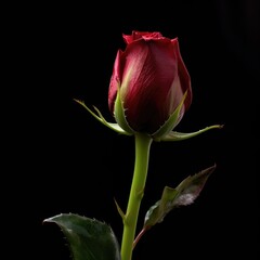 Perfect red rose close-up, dark red flower, dark background.