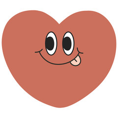 Heart Groovy face cute cartoon illustration y2k retro mood
