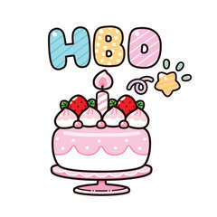 Happy Birthday - Cute Cartoon style word isolated on white background.