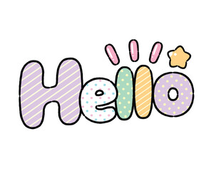 Hello - Cute Cartoon style word isolated on white background.