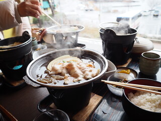 food in a restaurant cooking on the pot have a soup is so delicious 