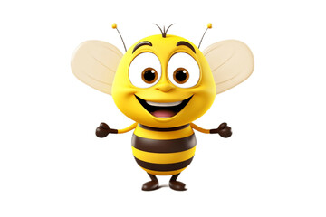 Cartoon Bee Character Isolated on Transparent Background. Generative AI