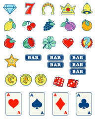 Casino lot machine symbols set icons
