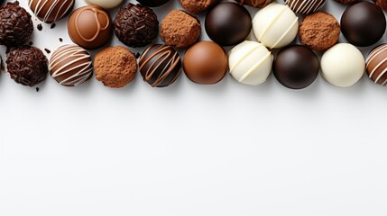 Chocolate sweet collection isolated on white background with text space can use for advertising, ads, branding