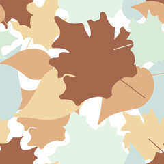 Autumn leaves vector seamless pattern. Endless pastel Color background. Illustration with maple leaf for Printing, Fabric, Wrapping paper, textile, dress, cover and package. Fallen leaves template. 