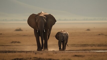 African elephant family. Generative AI