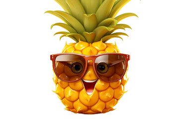 Cute Cartoon Pineapple Character with Sunglasses. Generative AI