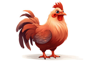Cute Cartoon Rooster Character Isolated. Generative AI