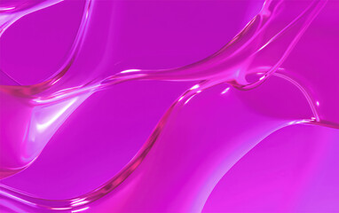 Abstract Viva Magenta Glass: Dynamic, Flowing Shapes in Smooth 3D Render Wallpaper for Modern Art Designs