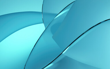 Elegant Translucent Beauty: Mesmerizing Flow and Radiant Light in Abstract Blue Glass 3D Render Wallpaper