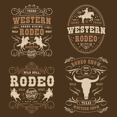 Western rodeo set stickers colorful