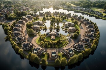 On January 19, 2023, a birds eye view captured the scenic beauty of opulent lakeside residences and flats in the city of Doncaster in the United Kingdom.