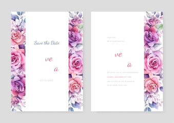 Beautiful vector hand drawn floral wedding invitation card template