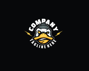 Duck head face naughty mascot logo