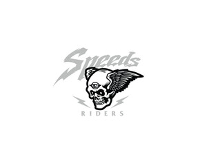 Skull wing speeds mascot logo