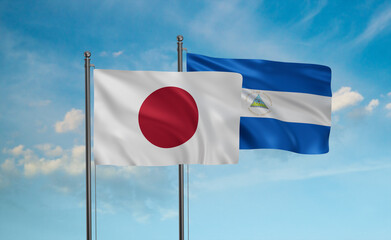 Nicaragua and Japan flag