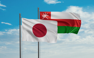 Oman and Japan flag