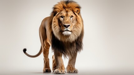 Obraz premium Lion on a white background with text space can use for advertising, ads, branding