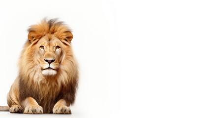 Obraz premium Lion on a white background with text space can use for advertising, ads, branding