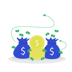 Money. Coins and Cash money. Flat style Vector illustration