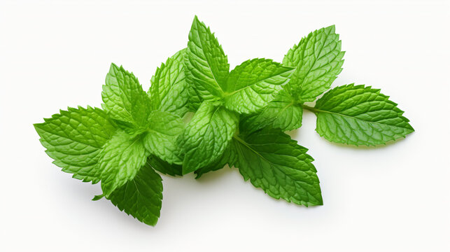 Fresh Mint Leaves Isolated On White Background