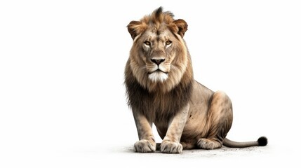Obraz premium Lion on a white background with text space can use for advertising, ads, branding