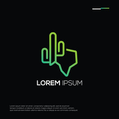 Fototapeta premium Cactus Texas Maps Logo