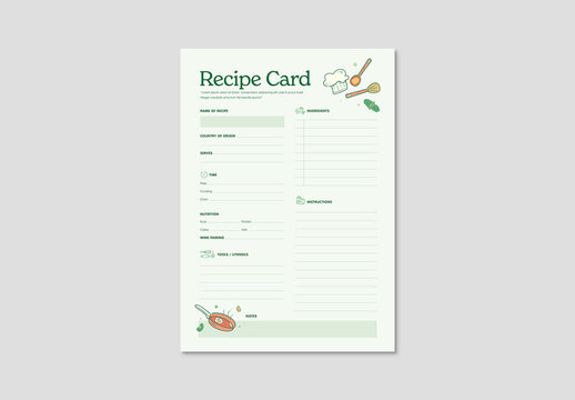 Recipe Card Printable Layout