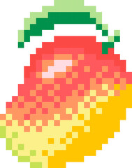 mango cartoon icon in pixel style