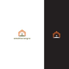 house logo and sun logo design concept