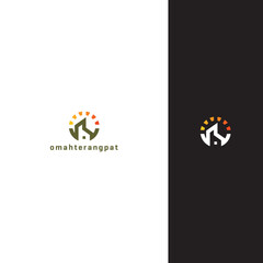building and sun logo design concept