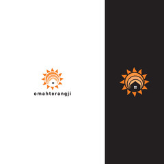 Fototapeta premium sun and house logo design concept