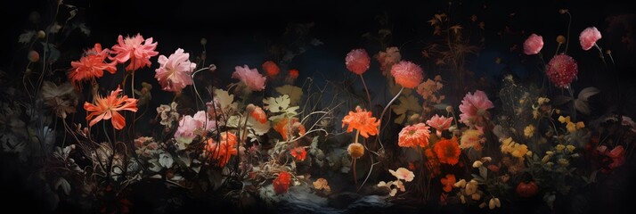 Obraz na płótnie Canvas Flowers illustration background wallpaper design, colorful plant art, floral