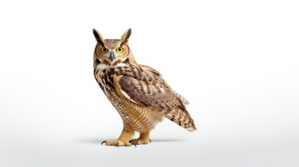 Owl isolated on a white background with text space can use for advertising, ads, branding