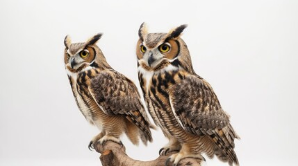 Fototapeta premium Owl isolated on a white background with text space can use for advertising, ads, branding