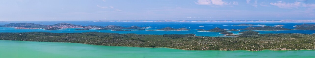 Fototapeta na wymiar Panoramic view of Kornati islands in Croatia.