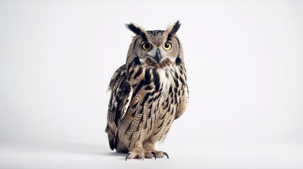 Owl isolated on a white background with text space can use for advertising, ads, branding