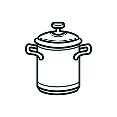 Cooking hot pot with cap icon design isolated on white background