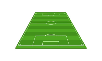 Soccer field or football field. Striped football field. Perspective elements. Vector illustration. © Inactive