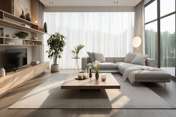 Fototapeta premium Modern simple wind home display interior design with natural light 