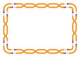 Vector a rectangle frame formed by intertwined pencils. White background