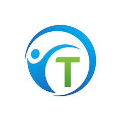 'T' Letter healthcare medical logo design 