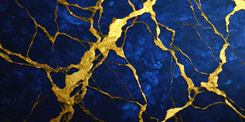 Sapphire blue texture with gold background
