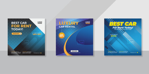 Rent a car banner for flyer and social media post template