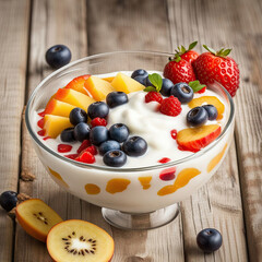 Breakfast Bowl with Yogurt and Fruit, generative ai.