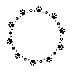 Black paw circle frame with dog animal footprints  © Ekaterina Konyakhina