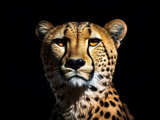Fototapeta na wymiar cheetah on a black background. Generative ai