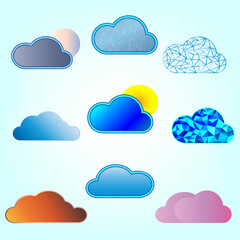 Set of cloud icons element signs weather climate decoration abstract background vector illustration