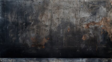 Grunge texture on black background, old vintage wall with painted black boards and grainy